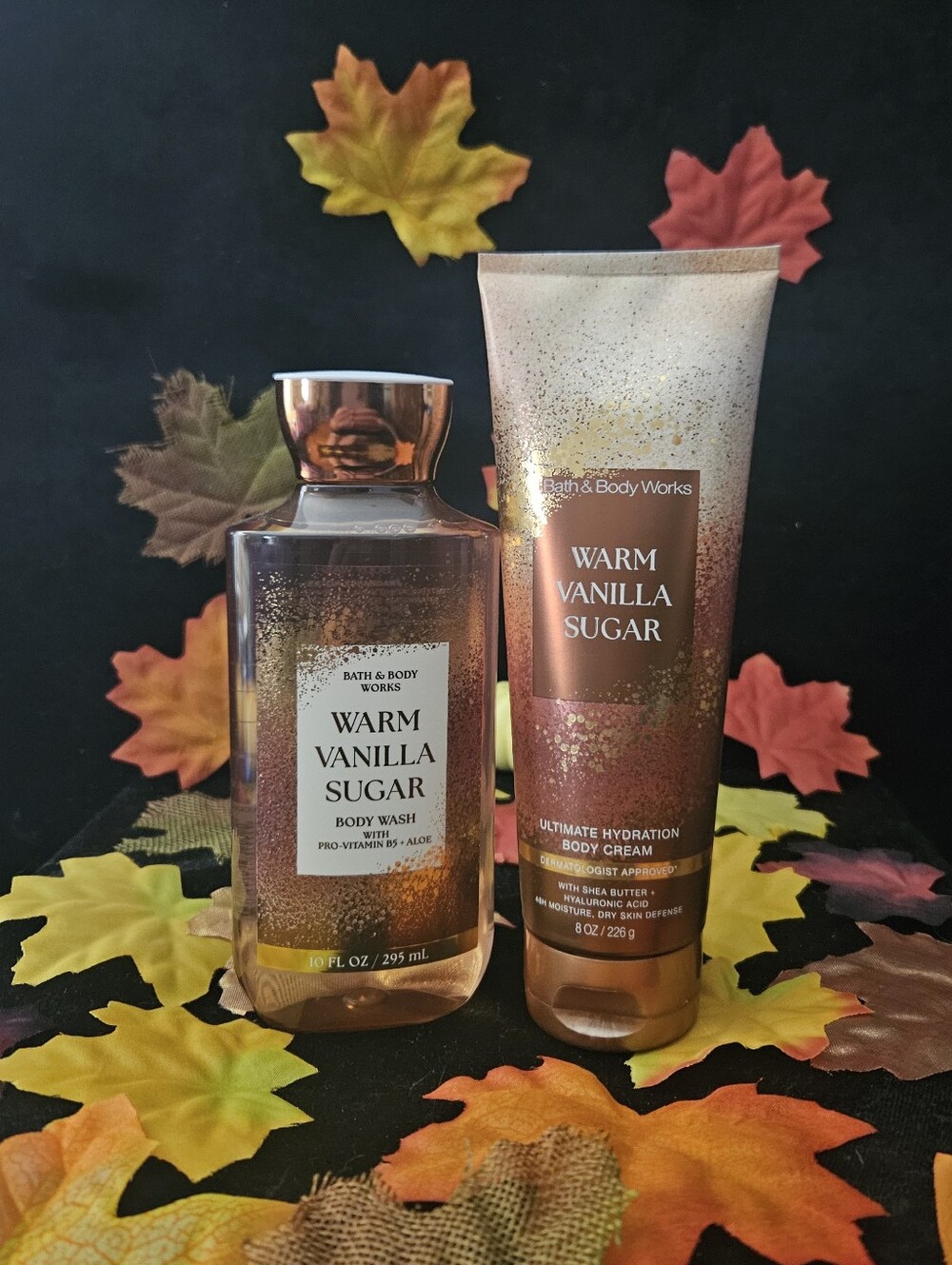 NWT Bath & Body Works Warm Vanilla Sugar Body Wash & Body Cream - Brown, Gold